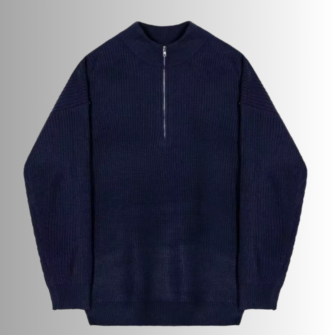 Lilyleeds | Elastic Knit Half-Zip Pullover Sweater