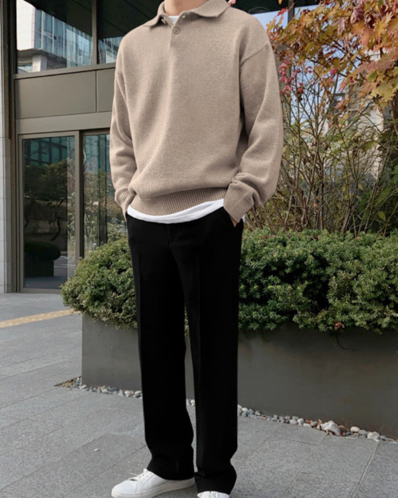 Lilyleeds | Woolen Button Half Zip