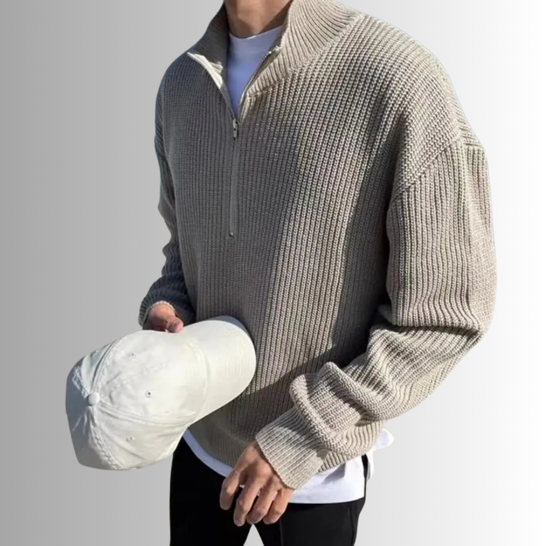 Lilyleeds | Elastic Knit Half-Zip Pullover Sweater