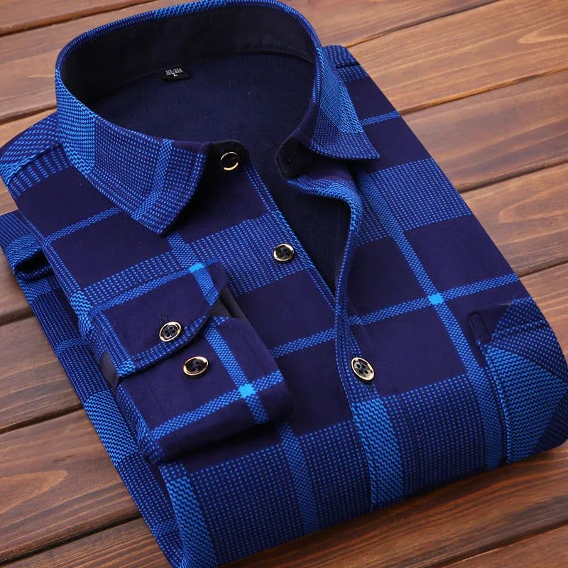 Camisa a cuadros de manga larga informal para hombre, gruesa y cálida, alta calidad, suave, talla grande, nueva moda, Otoño e Invierno