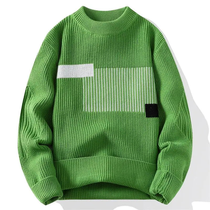 2024 suéter de hombre patrón de moda Otoño/Invierno suéter de punto moda High Street pulóver al aire libre suelto cálido grueso