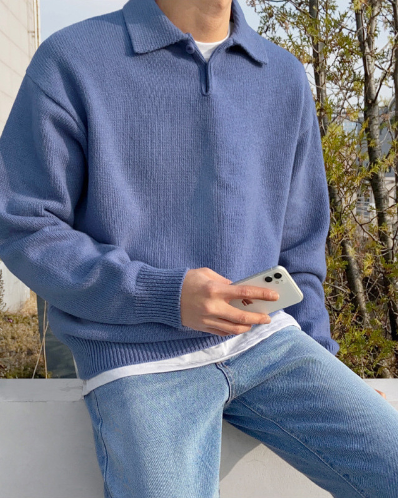 Lilyleeds | Woolen Button Half Zip