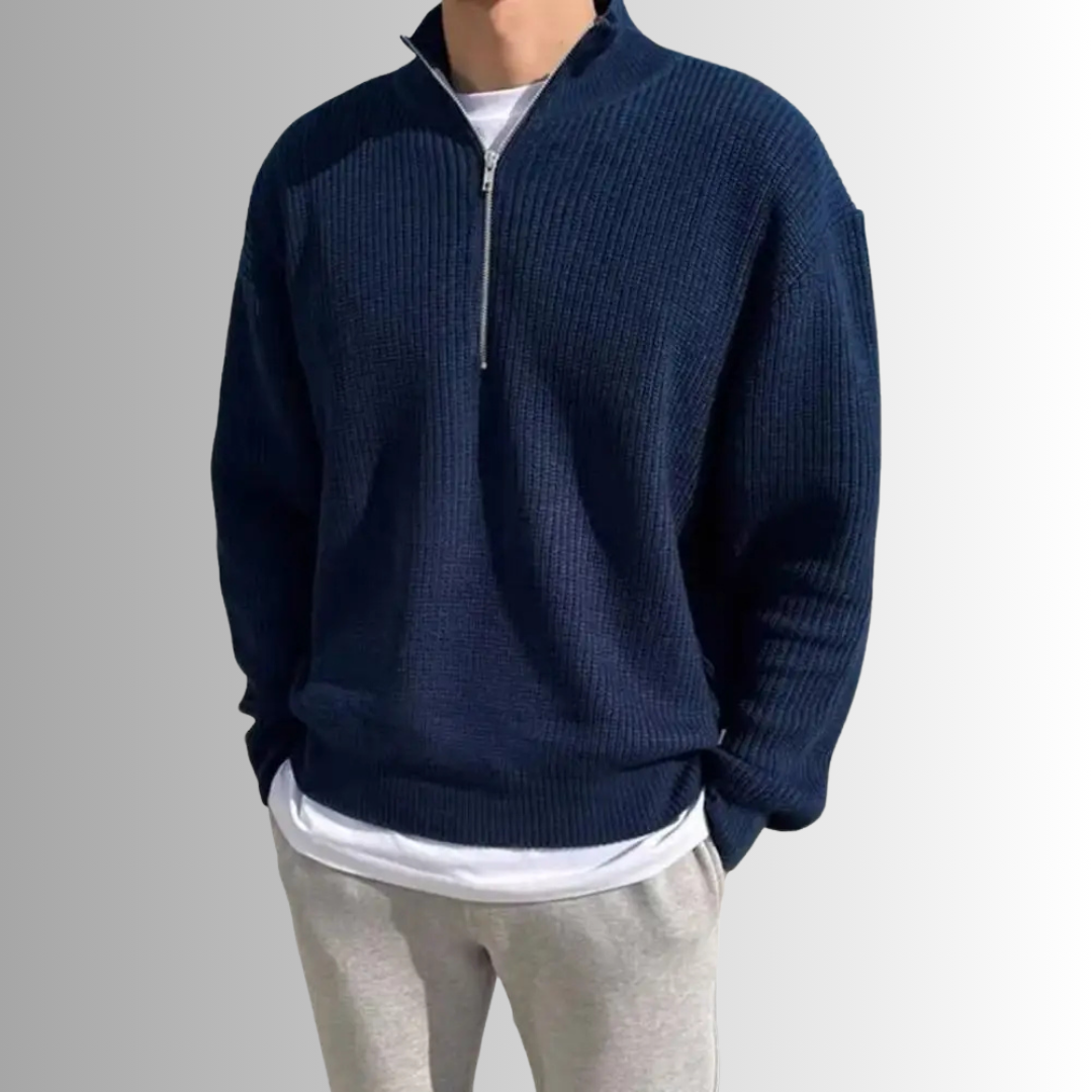 Lilyleeds | Elastic Knit Half-Zip Pullover Sweater