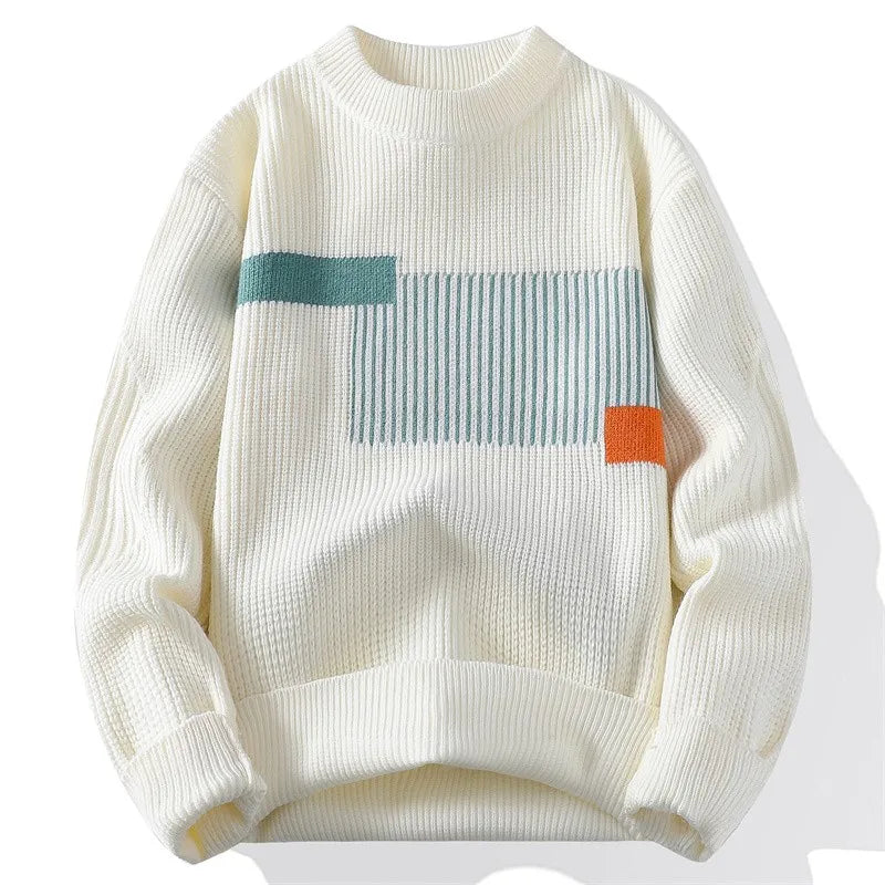 2024 suéter de hombre patrón de moda Otoño/Invierno suéter de punto moda High Street pulóver al aire libre suelto cálido grueso