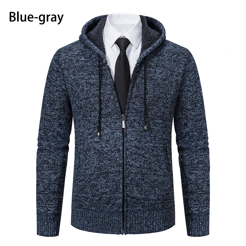 Autumn And Sinter Men's New Coat Fashion Baseball Shirt Grab Fleece Warm Casual Sweater Zipper Cardigan Trend Color Sweater