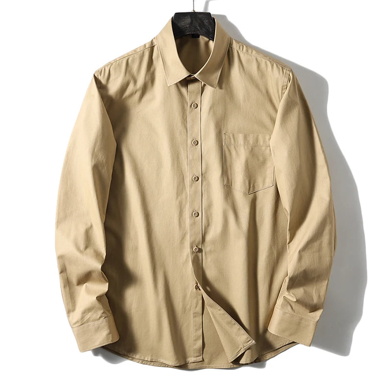 Camisa de manga larga para hombre, Camisa de algodón 100% puro, estilo Retro japonés, ligera, informal, a la moda, ideal para negocios y bodas, novedad