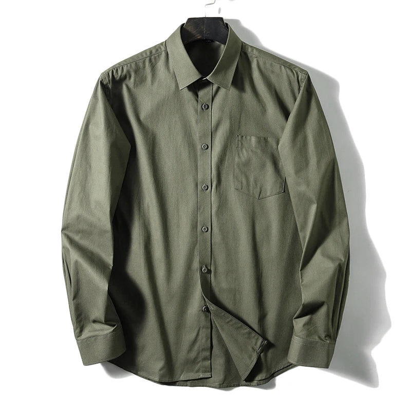 Camisa de manga larga para hombre, Camisa de algodón 100% puro, estilo Retro japonés, ligera, informal, a la moda, ideal para negocios y bodas, novedad