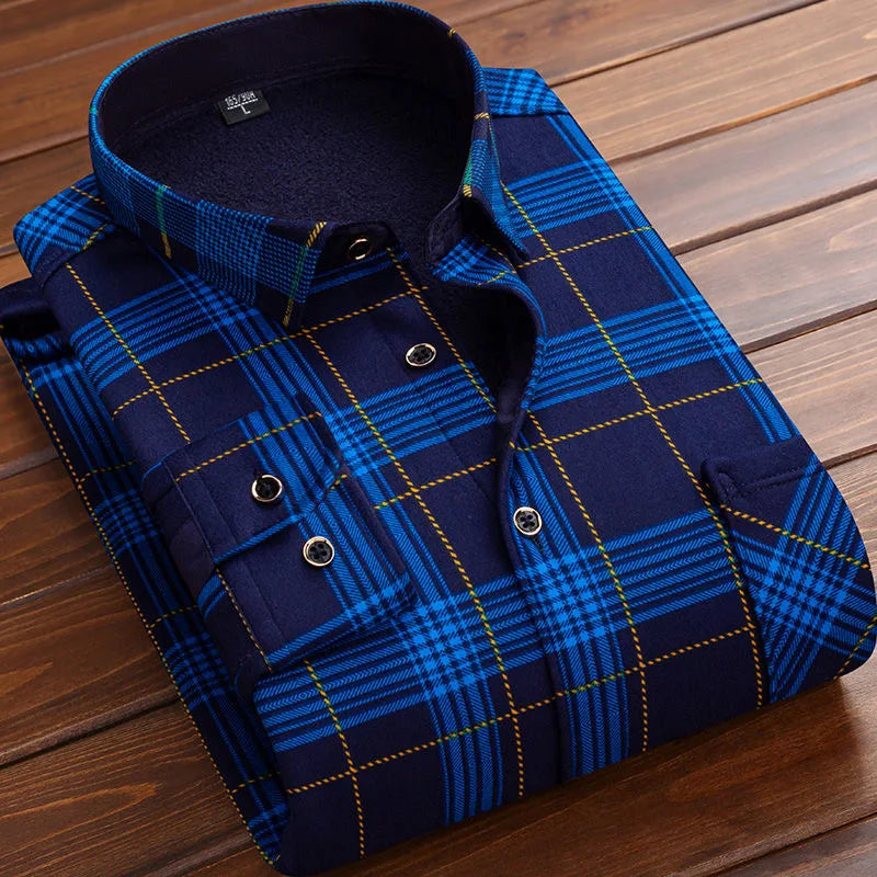 Camisa a cuadros de manga larga informal para hombre, gruesa y cálida, alta calidad, suave, talla grande, nueva moda, Otoño e Invierno