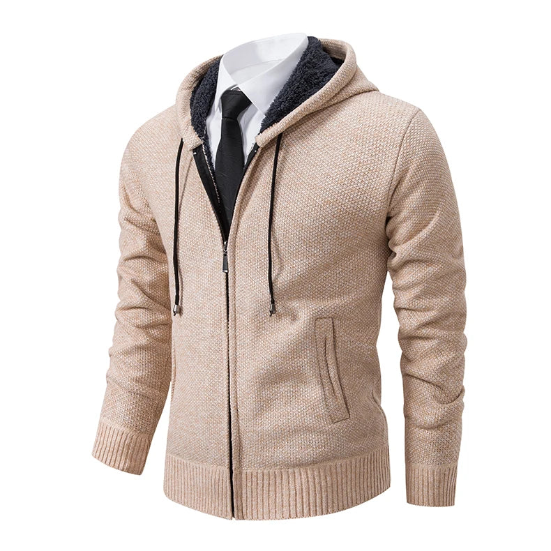 Autumn And Sinter Men's New Coat Fashion Baseball Shirt Grab Fleece Warm Casual Sweater Zipper Cardigan Trend Color Sweater