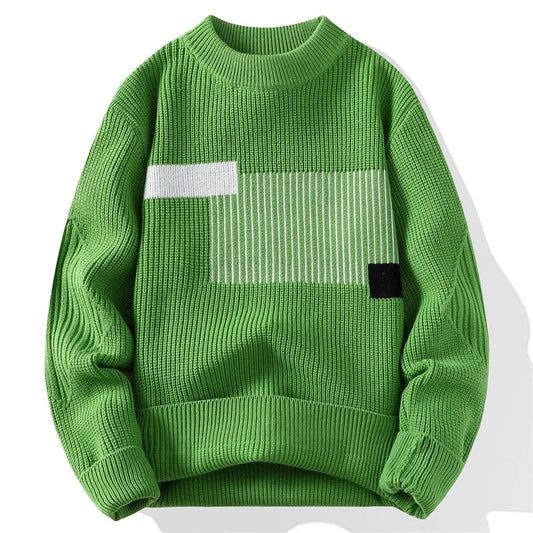 2024 suéter de hombre patrón de moda Otoño/Invierno suéter de punto moda High Street pulóver al aire libre suelto cálido grueso