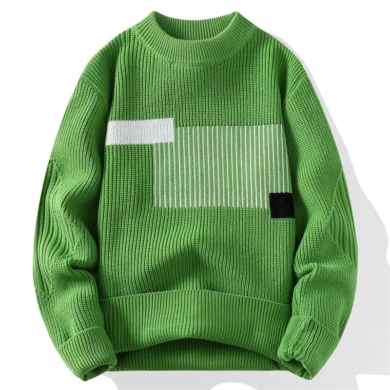 2024 suéter de hombre patrón de moda Otoño/Invierno suéter de punto moda High Street pulóver al aire libre suelto cálido grueso