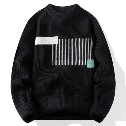 2024 suéter de hombre patrón de moda Otoño/Invierno suéter de punto moda High Street pulóver al aire libre suelto cálido grueso