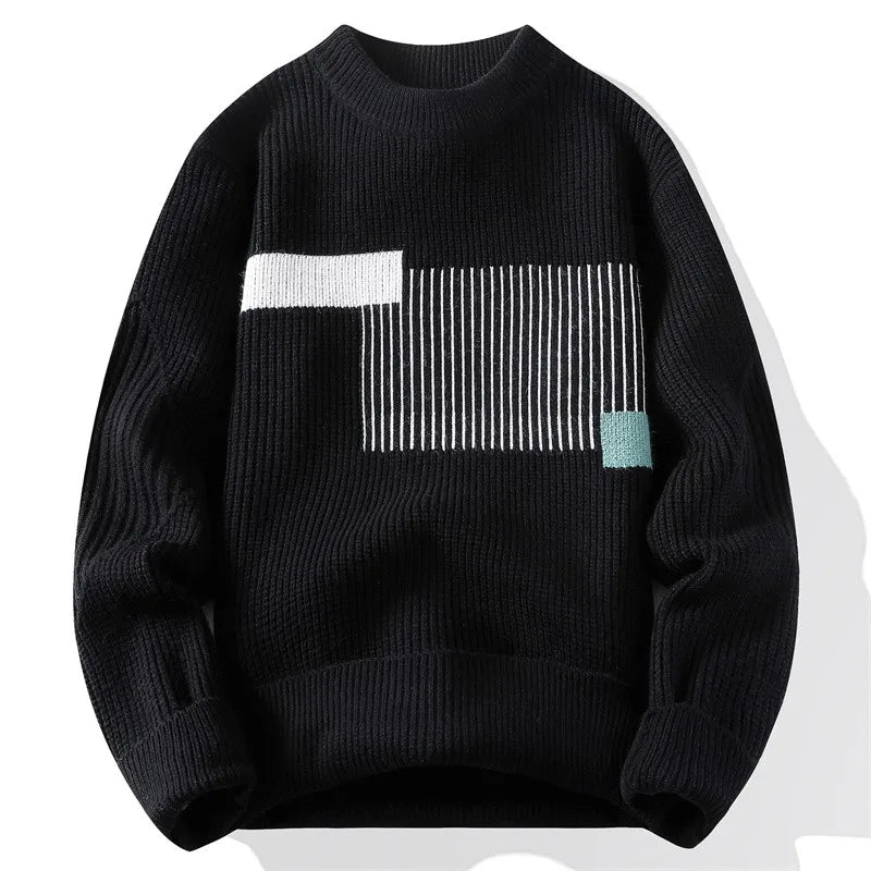 2024 suéter de hombre patrón de moda Otoño/Invierno suéter de punto moda High Street pulóver al aire libre suelto cálido grueso