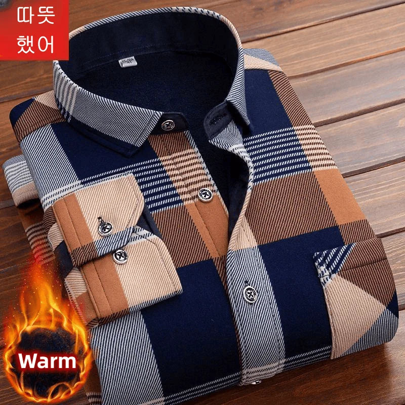 Camisa a cuadros de manga larga informal para hombre, gruesa y cálida, alta calidad, suave, talla grande, nueva moda, Otoño e Invierno