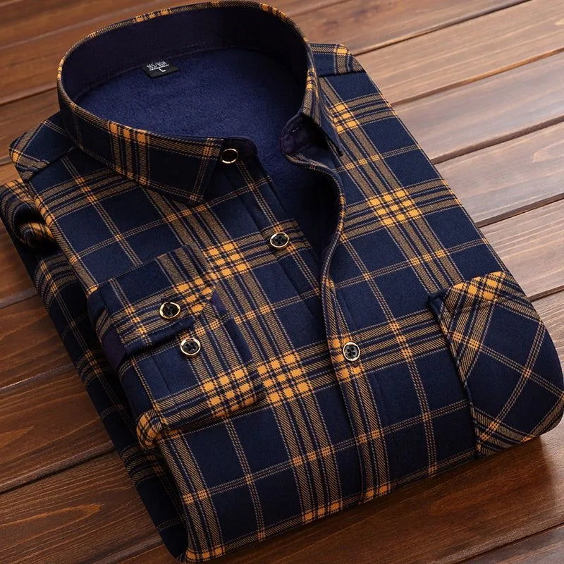 Camisa a cuadros de manga larga informal para hombre, gruesa y cálida, alta calidad, suave, talla grande, nueva moda, Otoño e Invierno