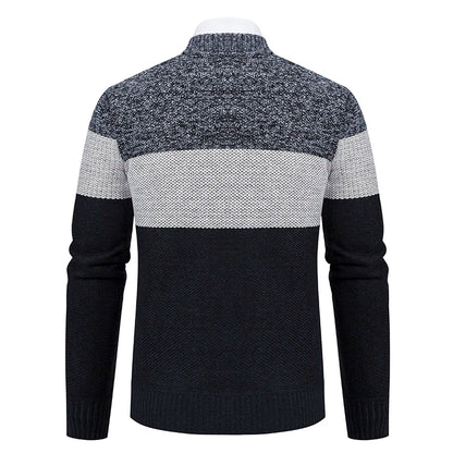 Autumn And Sinter Men's New Coat Fashion Baseball Shirt Grab Fleece Warm Casual Sweater Zipper Cardigan Trend Color Sweater
