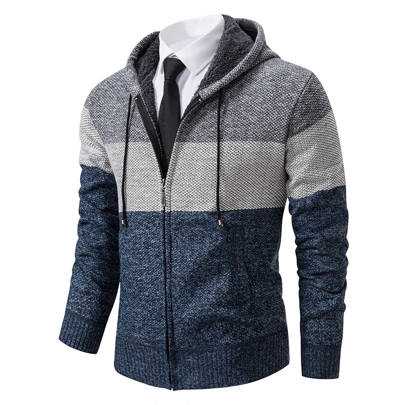 Autumn And Sinter Men's New Coat Fashion Baseball Shirt Grab Fleece Warm Casual Sweater Zipper Cardigan Trend Color Sweater