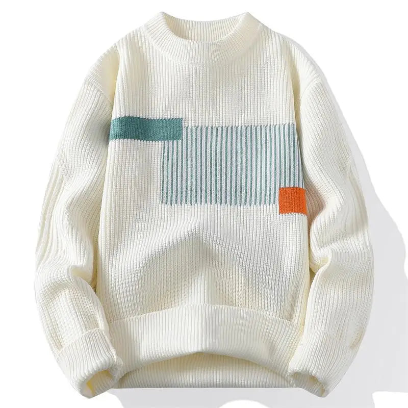 2024 suéter de hombre patrón de moda Otoño/Invierno suéter de punto moda High Street pulóver al aire libre suelto cálido grueso