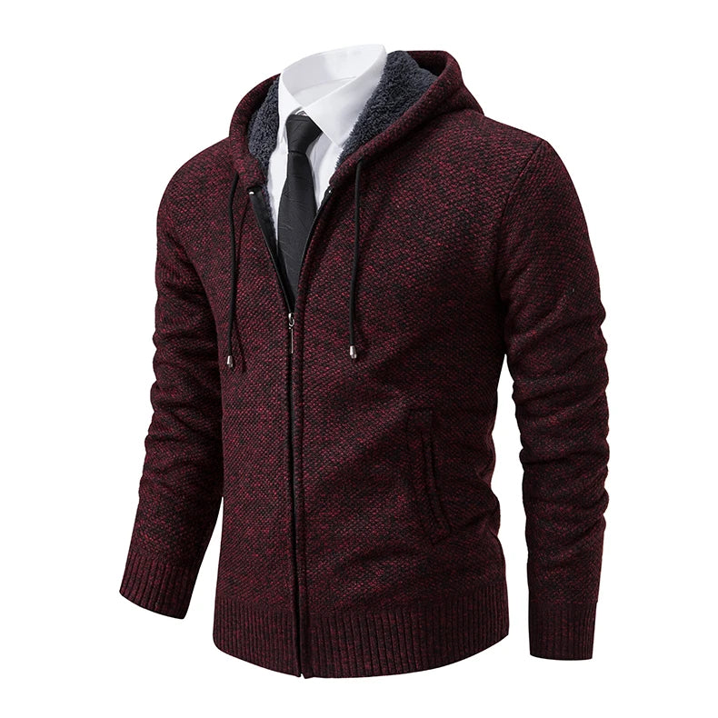 Autumn And Sinter Men's New Coat Fashion Baseball Shirt Grab Fleece Warm Casual Sweater Zipper Cardigan Trend Color Sweater