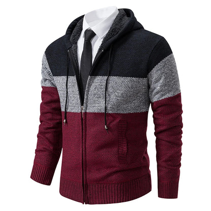 Autumn And Sinter Men's New Coat Fashion Baseball Shirt Grab Fleece Warm Casual Sweater Zipper Cardigan Trend Color Sweater