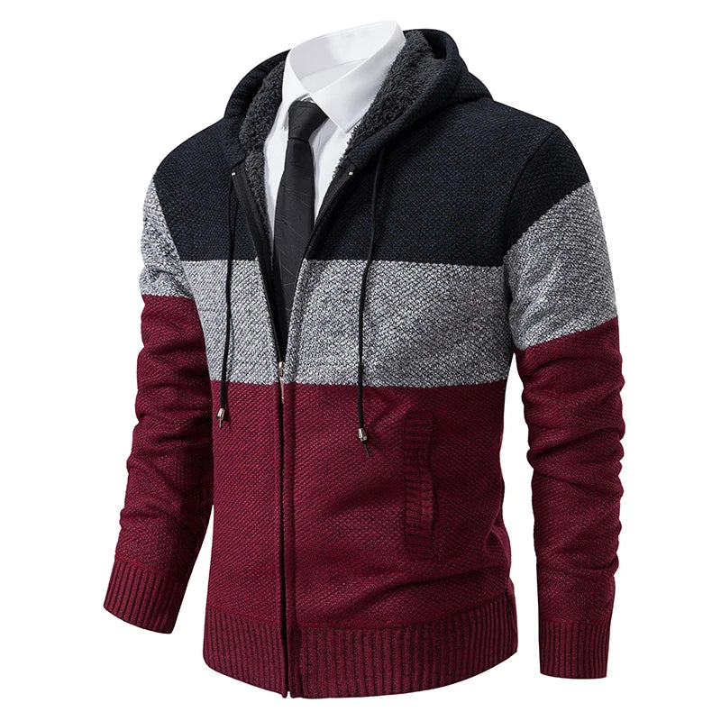 Autumn And Sinter Men's New Coat Fashion Baseball Shirt Grab Fleece Warm Casual Sweater Zipper Cardigan Trend Color Sweater
