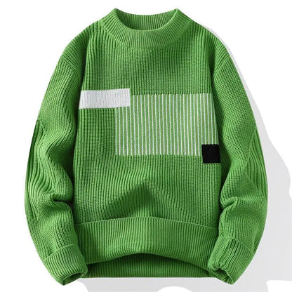 2024 suéter de hombre patrón de moda Otoño/Invierno suéter de punto moda High Street pulóver al aire libre suelto cálido grueso